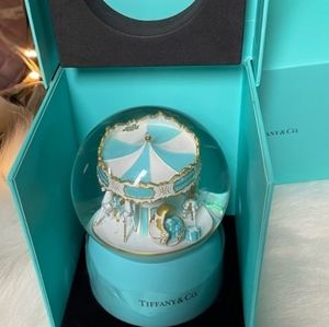 Authentic Rotating Carousel Tiffany & Co. Christmas Snow Globe